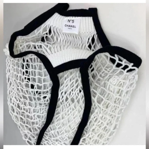 CHANEL factory N •5 mesh bag white black 100th Anniversary limited